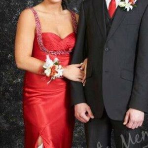 Red slit prom dress size 4